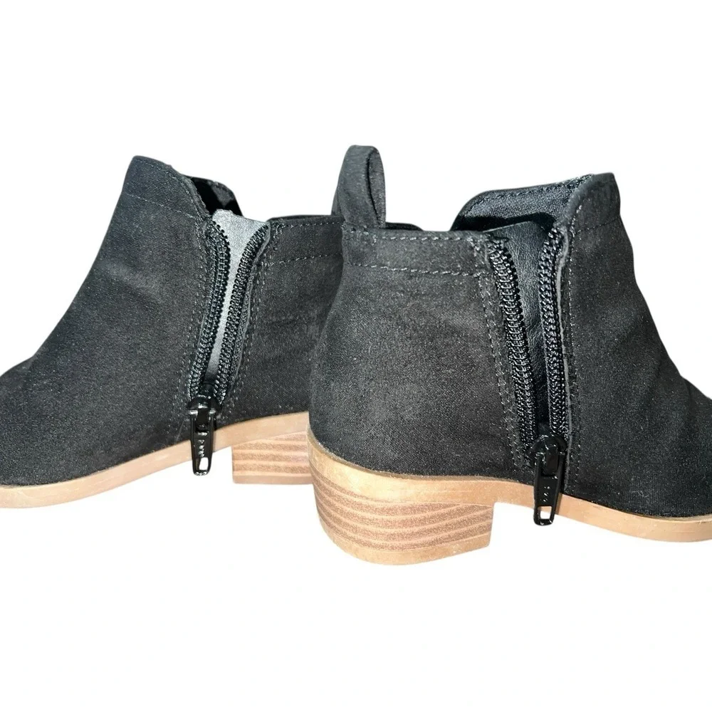 Wonder Nation Toddler Girls Ankle Boots Sz 8 Black Faux Suede Zipper Dressy
